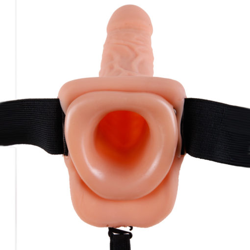 Pipedream Products Fetish Fantasy 9" Hollow Strap-On with Balls Beige - Image 4