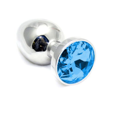 Small Stainless Jeweled Plug - Blue Sapphire