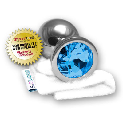 Medium Stainless Jeweled Plug - Blue Saphire