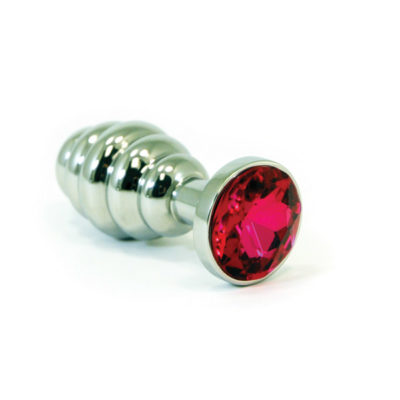Ripple Stainless Jeweled Butt Plug - Pink