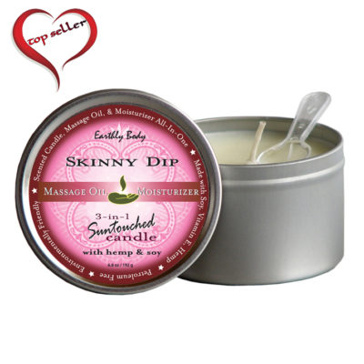 Earthly Body 6.8 oz. Round Tin Massage Candle Skinny Dip